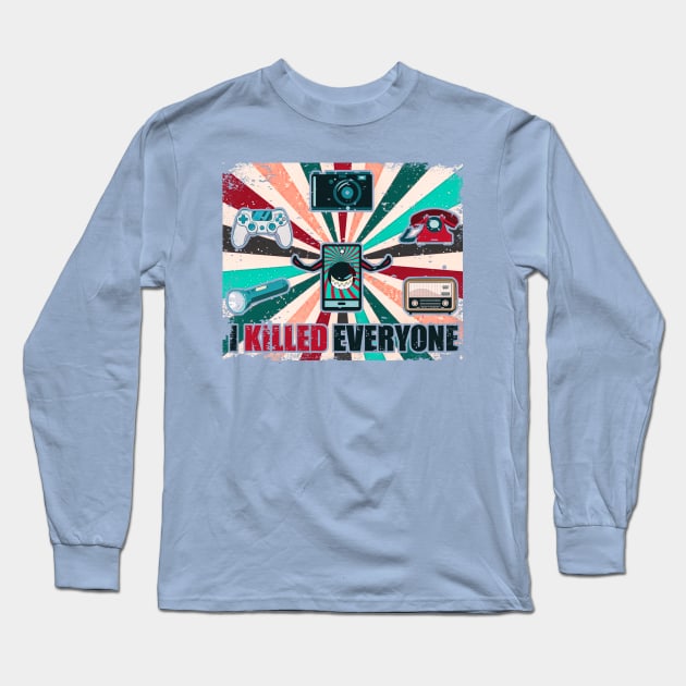 smartphone killed everyone vintage retro aesthetic style radio teliphone Long Sleeve T-Shirt by nowsadmahi